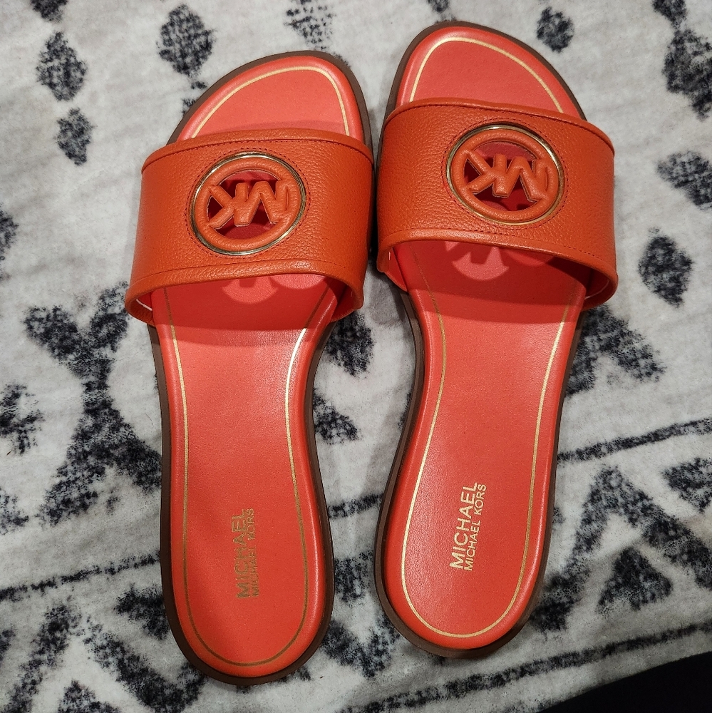 Michael Kors Orange Sandals Sleek Slide Design